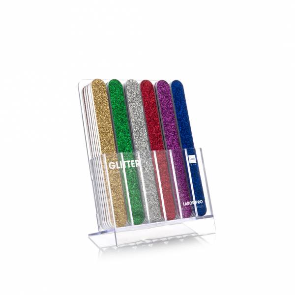 Glitter file espositore 36 lime col.assortiti